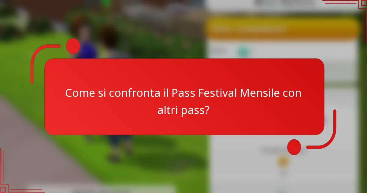 Come si confronta il Pass Festival Mensile con altri pass?