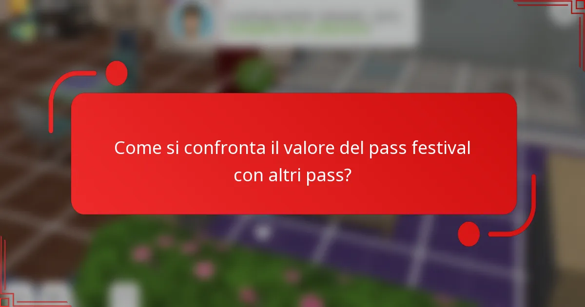 Come si confronta il valore del pass festival con altri pass?